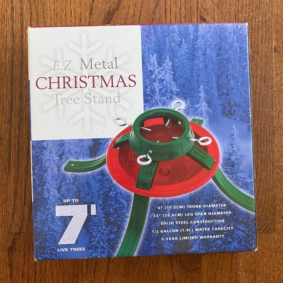 Home Logic Metal Christmas Tree Stand Up to 7 Ft Holiday Red Green New - Picture 2 of 10